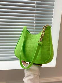 Medium Hobo Bag Embossed Detail Neon Green Nylon Funky - Green - View 2
