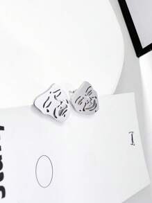 Men Figure Stud Earrings, For Jewelry Gift And Party - Silver - View 1