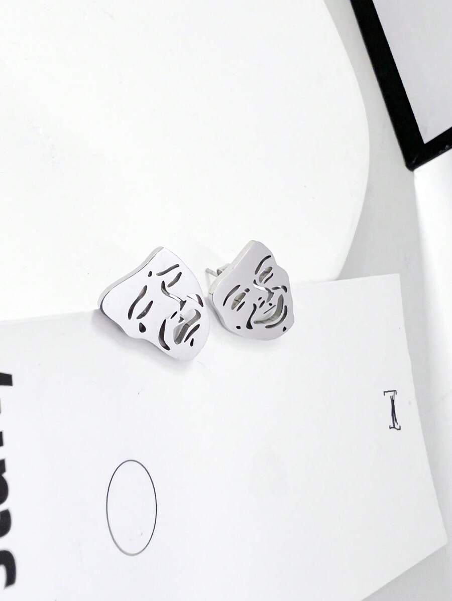 Men Figure Stud Earrings, For Jewelry Gift And Party - Silver - View 1