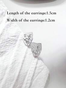 Men Figure Stud Earrings, For Jewelry Gift And Party - Silver - View 3