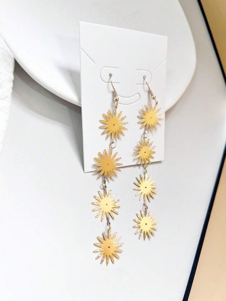 1 đôi bông tai hình giọt nước bằng thép không gỉ thời trang cho phụ nữ để trang trí hàng ngày - Vàng - Xem 1