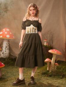 ROMWE Fairycore 1 Miếng NỮ Nấm & Đồ họa Bướm Thời trang Thắt lưng nịt ngực - trắng - Xem 4