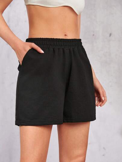 EURMUSE Solid Slant Pocket Track Shorts