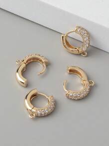 4入組方晶鋯石裝飾DIY耳環配件 - 無色 - 查看 1