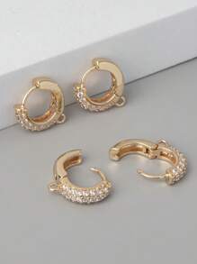 4入組方晶鋯石裝飾DIY耳環配件 - 無色 - 查看 2