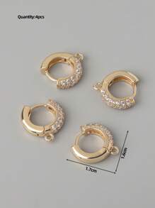 4入組方晶鋯石裝飾DIY耳環配件 - 無色 - 查看 3