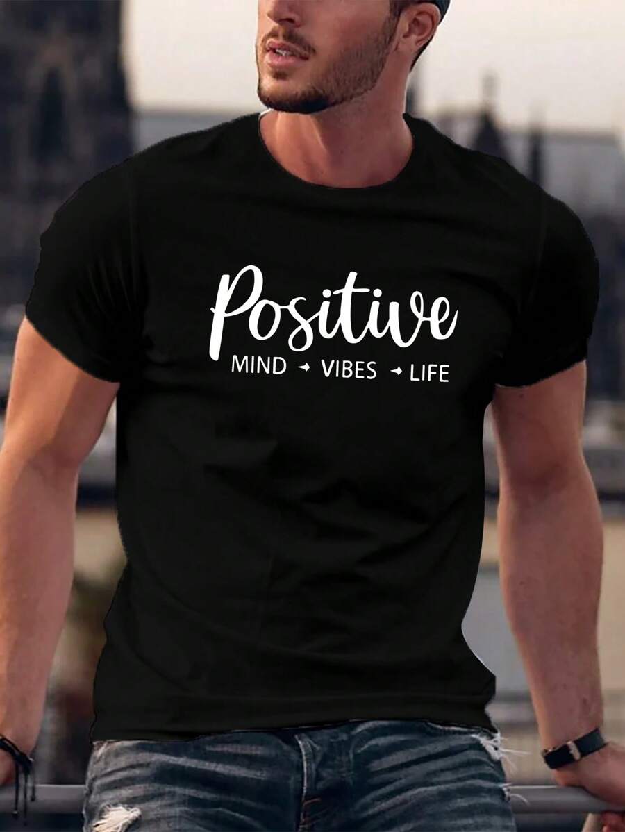 Manfinity Homme Áo thun & Áo lót Nam Lá thư Giải trí - màu đen - Xem 1