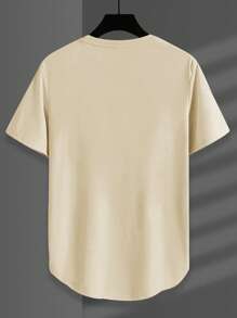 Manfinity Homme Áo thun & Áo lót Nam Lá thư Giải trí - Màu Khaki - Xem 2