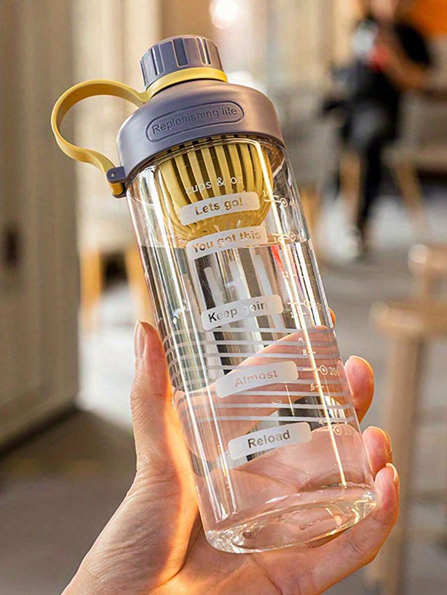 1入組PC水瓶夏季現代主義標語圖形飲水瓶 - 淡紫色 - 查看 1