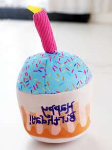 1 pieza Juguete de masticar para mascota de cumpleaños pastel diseño para perro para rechinar los dientes - Multicolor - Ver 4