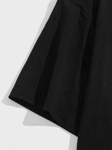 ROMWE MEN Goth Guys Cotton Cat & Letter Graphic Tee - Black - View 3