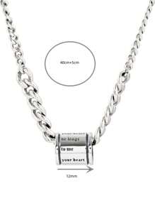 1pc Silver Geometric Cylinder Pendant Necklace, INS Hip-Hop Style - White - View 4