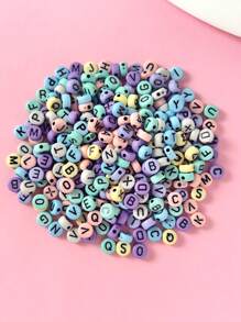 200入組/套隨機時尚字母細節DIY珠子適合女士DIY首飾製作 - 彩色 - 查看 2