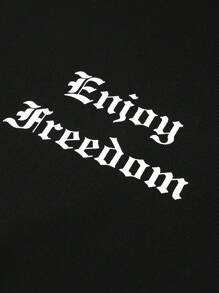 Manfinity LEGND Men Letter Graphic Pocket Drawstring Hoodie Letter Long Sleeve Hoodie, For Friends, Husband, Boyfriend Gifts, Black Hoodie Men, Men Streetwear Hoodie, Men Fashion Hoodie - Black - View 6