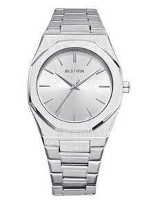 GORBEN Men Round Pointer Quartz Watch Father - Silver - View 2