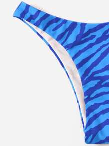 SHEIN Swim Summer Beach Zebra Stripe Triangle Bikini Set - Blue - View 4