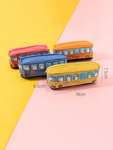 1個創意卡通車設計大容量筆袋,適用於學生和上班族作為文具和禮品 - 藍色 - 查看 3