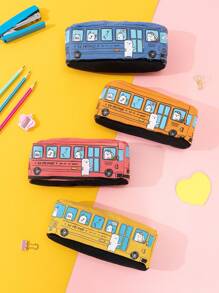 1 Xe Buýt Thiết Kế Đồ Họa Hoạt Hình Túi Đựng Kích Thước Lớn, Hộp Bút Chì Dễ Thương Dành Cho Học Sinh, Văn Phòng - trái cam - Xem 2