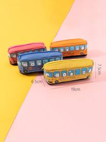 1 Xe Buýt Thiết Kế Đồ Họa Hoạt Hình Túi Đựng Kích Thước Lớn, Hộp Bút Chì Dễ Thương Dành Cho Học Sinh, Văn Phòng - trái cam - Xem 3