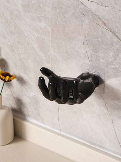 1pc Solid Wall Hook, Creative Hand Design Punch-free Wall Hook For Home