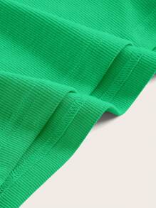 SHEIN EZwear 素色露背掛脖上衣 - 綠色 - 查看 3