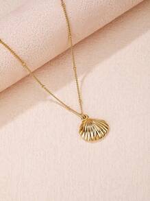 1入組波西米亞不銹鋼貝殼吊墜項鍊適合女士適用於禮品 - 金黃色 - 查看 1