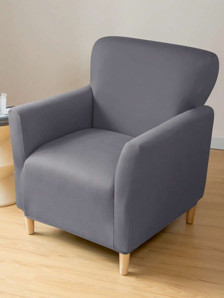 1 pieza Funda de sofá para sillón orejero unicolor ala silla simple liso color poliéster para casa - Gris Oscuro - Ver 1