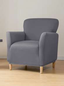 1 pieza Funda de sofá para sillón orejero unicolor ala silla simple liso color poliéster para casa - Gris Oscuro - Ver 3