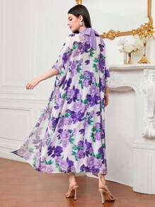 Modelyn Floral Print Batwing Sleeve Coat & Dress
