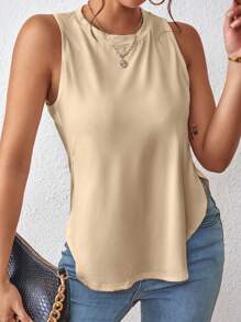 EMERY ROSE Top tank unicolor bajo curvo - Albaricoque - Ver 3