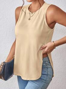 EMERY ROSE Top tank unicolor bajo curvo - Albaricoque - Ver 4