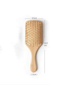 1 件便携式方形竹气垫按摩发刷，返校、旅行度假必备品，女士发饰 - 卡其色 - 查看 3