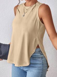 EMERY ROSE Top tank unicolor bajo curvo - Albaricoque - Ver 6