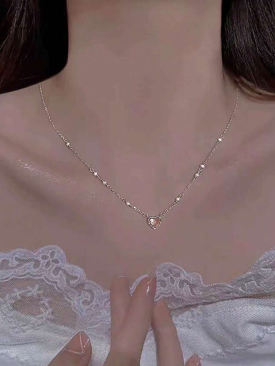 Rhinestone trang trí vòng cổ trái tim quyến rũ - Nhiều màu - Xem 1