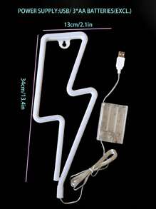 1 pieza Letrero de neón LED de plástico neón creativo rayo diseño para regalo - Azul - Ver 3