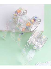 5卷雛菊和花卉印花美紋紙膠帶用於DIY手冊裝飾簡單多用途和紙膠帶 - 彩色 - 查看 2