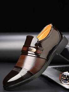 Giày đế bằng kim loại trang trí bằng kim loại dành cho nam, Giày công sở thời trang - màu nâu - Xem 2