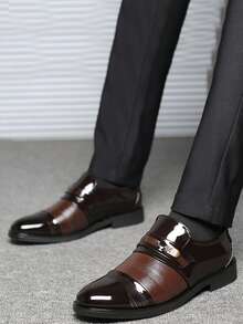 Giày đế bằng kim loại trang trí bằng kim loại dành cho nam, Giày công sở thời trang - màu nâu - Xem 3