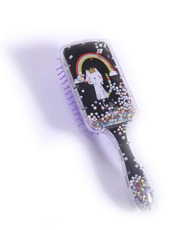 1入組彩虹圖案按摩墊髮刷梳