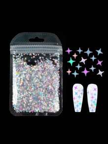 1 件装星形美甲亮片 - 銀色 - 查看 3