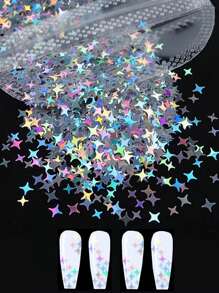 1 件装星形美甲亮片 - 銀色 - 查看 4