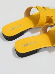 女士扭結裝飾前衛涼鞋 - 黃色 - 查看 4