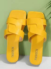 女士扭結裝飾前衛涼鞋 - 黃色 - 查看 5