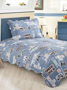 2 Miếng Trò Chơi Bộ khăn trải giường Đối với Trẻ em Trẻ em ( 1 Ga trải giường + 1 Vỏ gối Che phủ Bộ ) - màu xanh lá - Xem 2