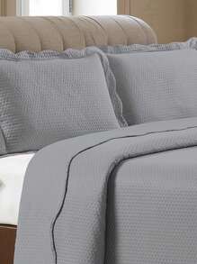 2/3 cái Tối Màu xanh lá Màu thuần Bộ khăn trải giường ( 1 Ga trải giường + 1/2 Vỏ gối Che phủ Bộ Không có chất độn ) - Màu xám đen - Xem 2