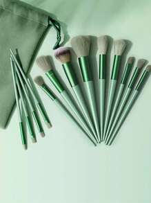 多功能化妆刷套装，13件套纤维化妆刷套装，含收纳袋，化妆刷套装，化妆刷套装，全套化妆刷，化妆刷套装，全套化妆套装，化妆刷套装，化妆刷套装，化妆礼盒套装 - 綠色 - 查看 1