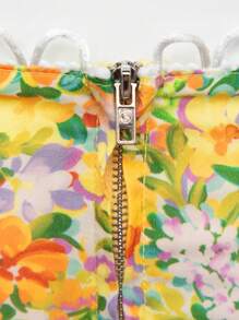 Soleia Floral Print Lantern Sleeve Crop Top & Ruffle Hem Skirt - Multicolor - View 7