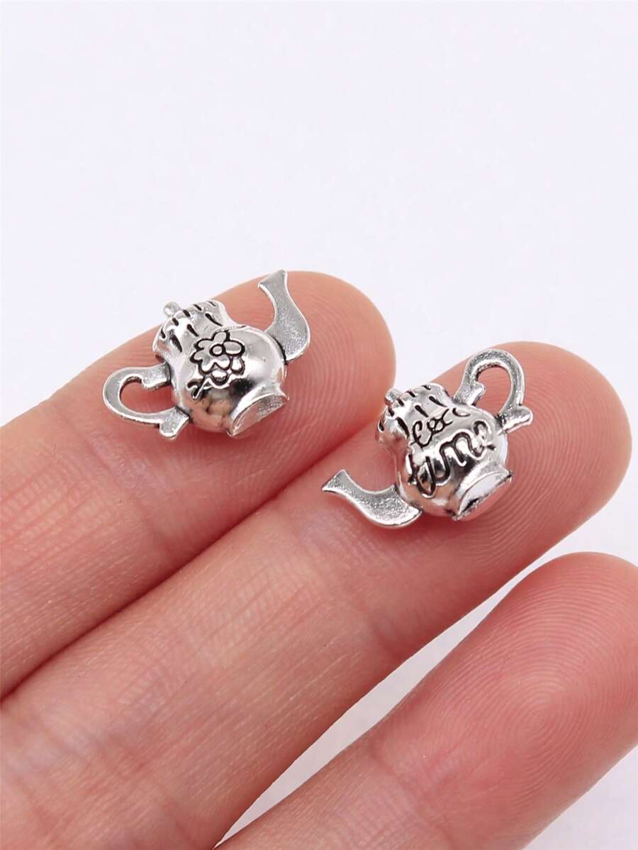 9 chiếc ấm trà thiết kế mặt dây chuyền DIY - Ancient Silver - Xem 1