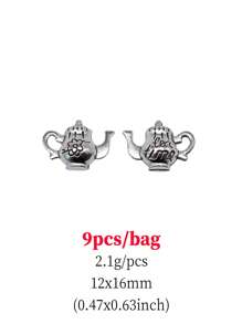 9 chiếc ấm trà thiết kế mặt dây chuyền DIY - Ancient Silver - Xem 2