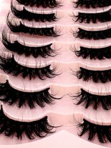 HBZGTLAD 7 Pairs Soft & Fluffy Cat Eye Fake Lashes, 8D Thick 3D Synthetic Mink Lashes, Soft & Natural-Looking Long Cross False Eyelashes For Dramatic Makeup